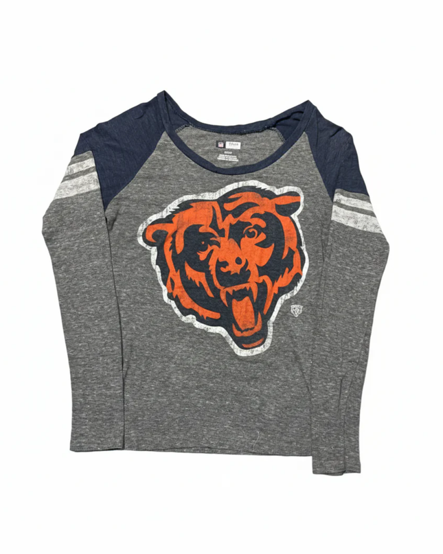 NFL Team Apparel Grey Chicago Bears Graphic Raglan Long Sleeve Tee