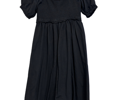 Cotton On Black Smocked Puff Sleeve Midi Dress