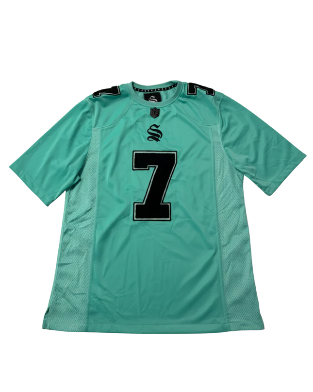 Sinners Attire Aqua Embroidered Number 7 Streetwear Jersey