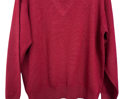 Burberry London Red V-Neck Wool Knit Sweater