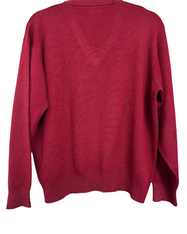Burberry London Red V-Neck Wool Knit Sweater