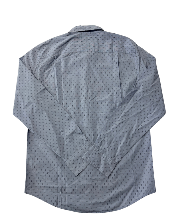 American Eagle Blue Geometric Print Cotton Button Down Shirt