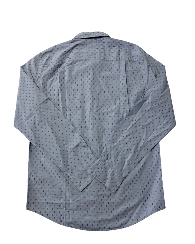 American Eagle Blue Geometric Print Cotton Button Down Shirt