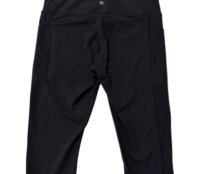Lululemon Black Cropped Athletic Leggings with Mesh Pocket Detail