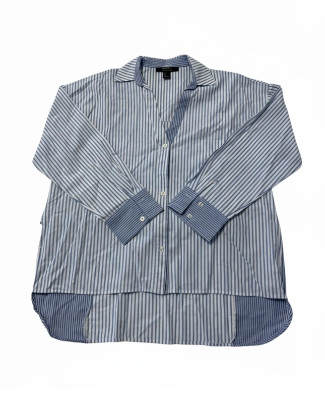 Forever 21 Contemporary Blue and White Striped Oversized Shirt