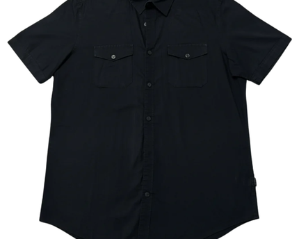 Calvin Klein Black Short Sleeve Double Pocket Button-Down Shirt