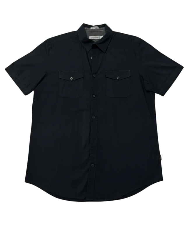 Calvin Klein Black Short Sleeve Double Pocket Button-Down Shirt