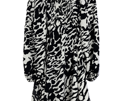 Karl Lagerfeld Black/White Abstract Print Long Sleeve Dress
