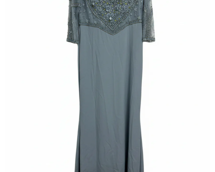 Terani Couture Blue Embellished Lace Evening Gown