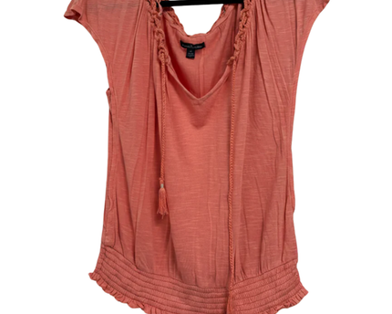American Eagle Outfitters Coral Crochet Trim Smocked Hem Top
