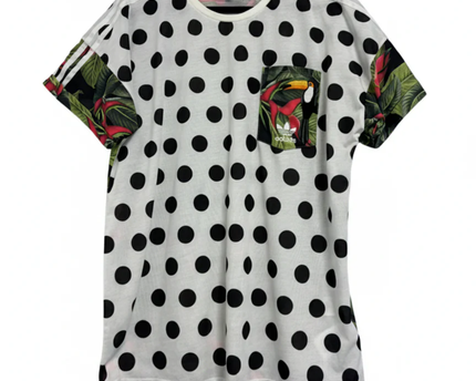 Adidas Multicolor Polka Dot & Tropical Toucan T-Shirt W/Tags