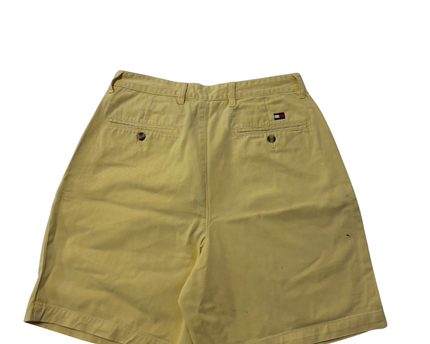 Tommy Hilfiger Yellow Pleated Cotton Chino Shorts