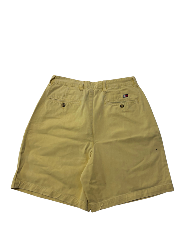Tommy Hilfiger Yellow Pleated Cotton Chino Shorts