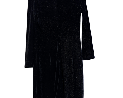 Dorothy Perkins Black Shimmer Velvet Draped Neck Midi Dress