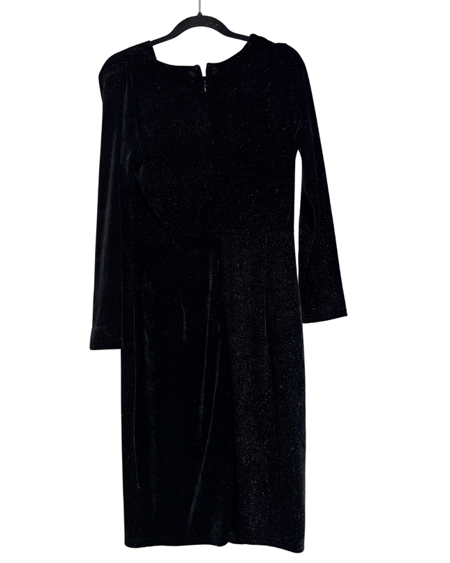 Dorothy Perkins Black Shimmer Velvet Draped Neck Midi Dress