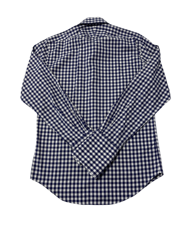 T.M.Lewin Blue Gingham Slim Fit Non-Iron Cotton Shirt