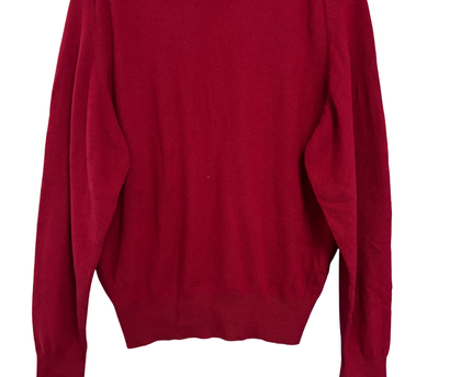 Vintage Burberry Red V-Neck Knit Sweater