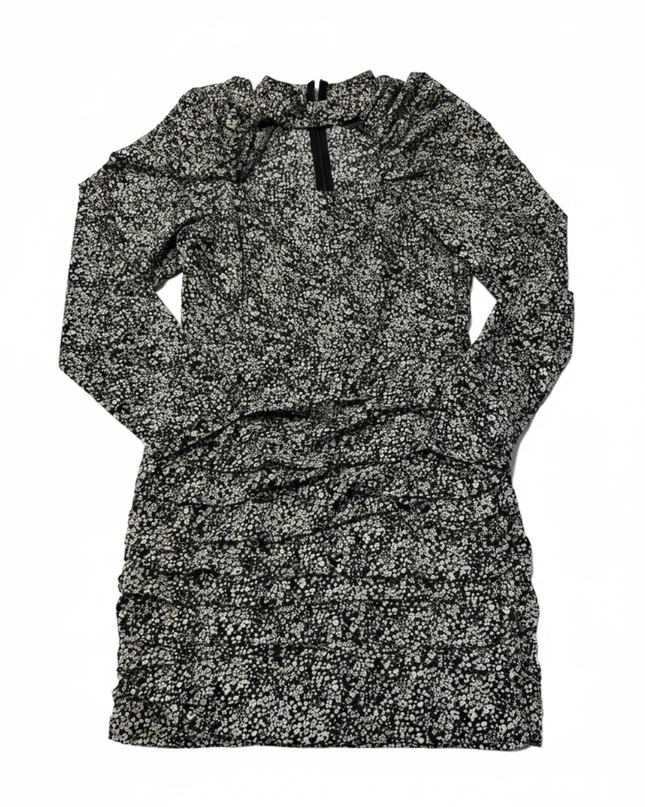 In The Style Black and White Floral Ruched Mini Dress