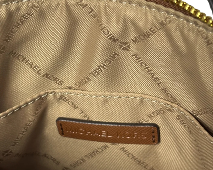 MICHAEL KORS Brown Saffiano Leather Dome Crossbody Bag