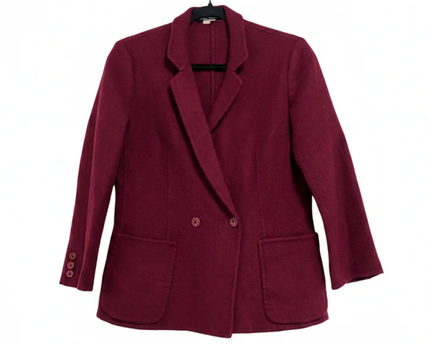 Salvatore Ferragamo Maroon Double-Breasted Wool Skirt Suit Set