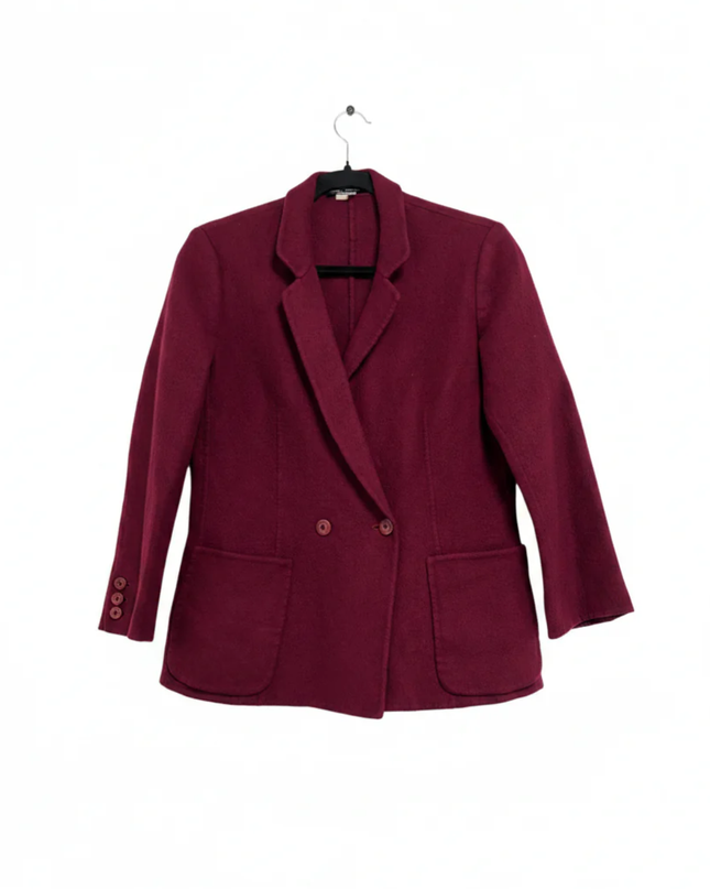Salvatore Ferragamo Maroon Double-Breasted Wool Skirt Suit Set