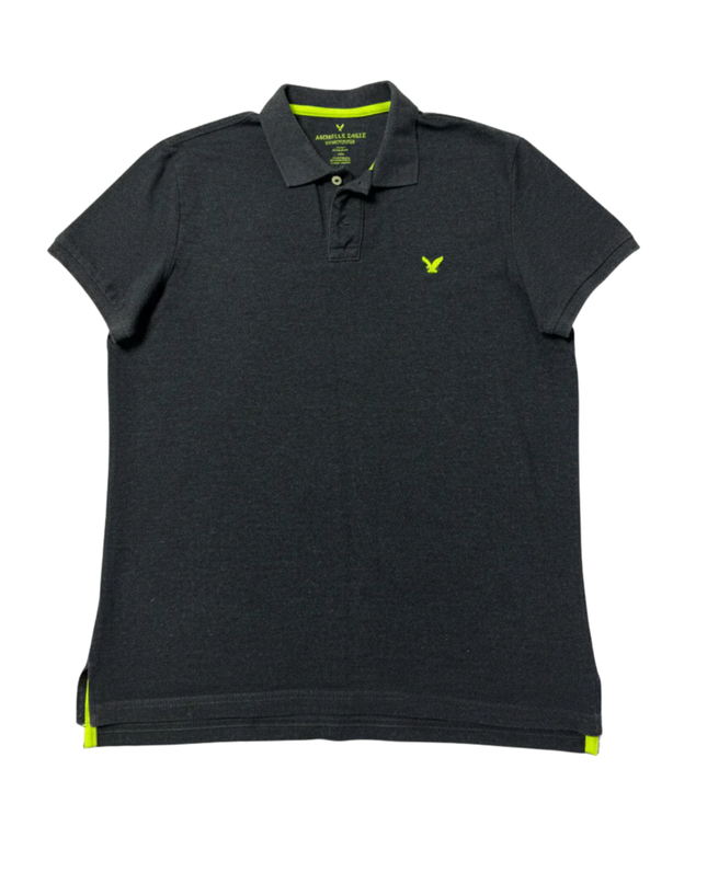 American Eagle Outfitters Dark Grey Neon Trim Polo Shirt