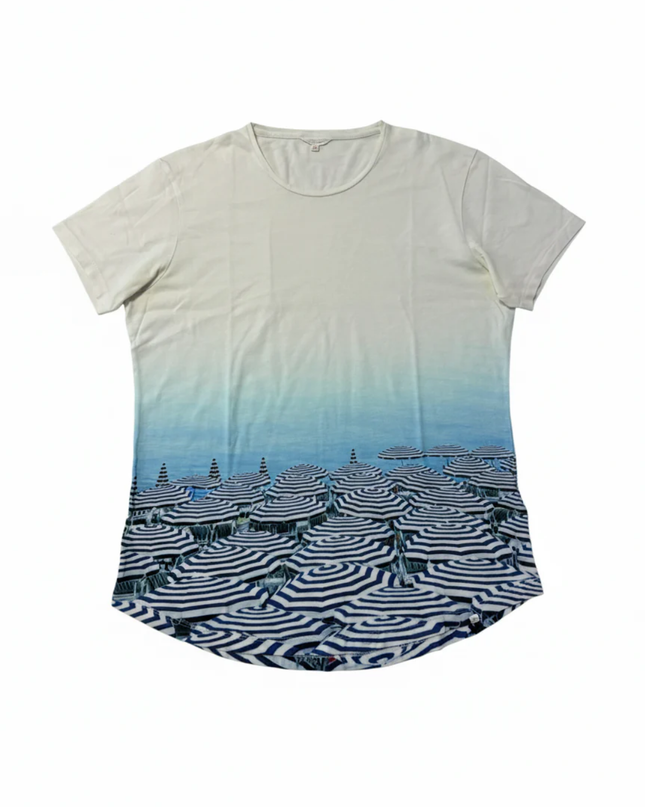 Orlebar Brown White/Blue Photographic Beach Umbrella T-Shirt