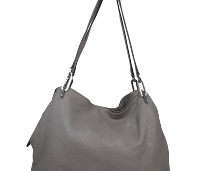 Michael Kors Grey Studded Pebbled Leather Hobo Bag
