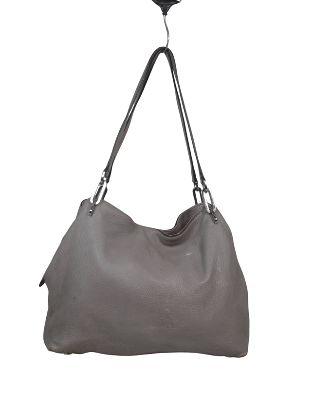 Michael Kors Grey Studded Pebbled Leather Hobo Bag