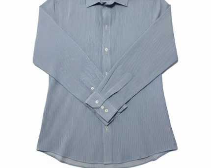H&M Blue/White Striped Slim Fit Easy Iron Shirt