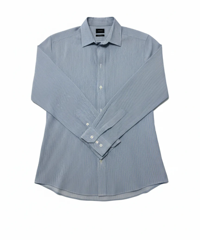 H&M Blue/White Striped Slim Fit Easy Iron Shirt