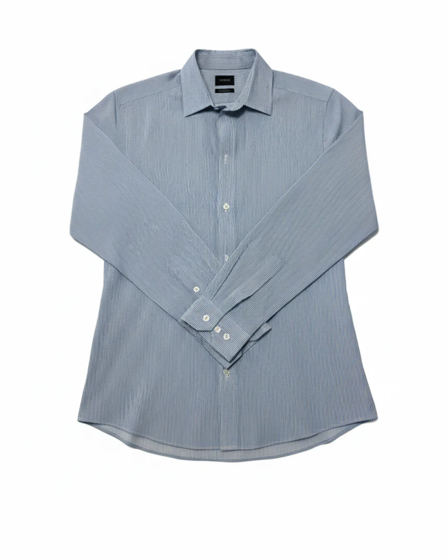 H&M Blue/White Striped Slim Fit Easy Iron Shirt