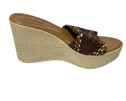 Hush Puppies Brown Woven Wedge Sandals