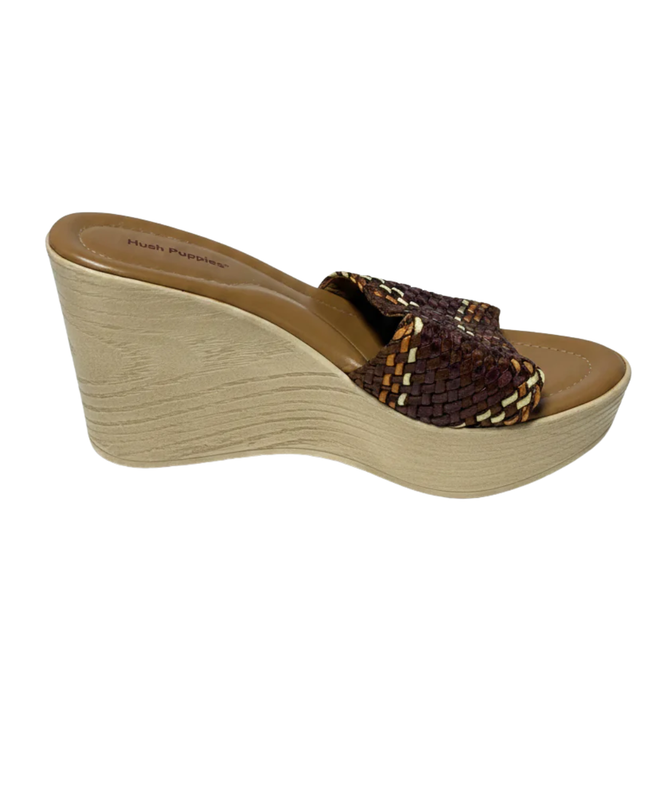 Hush Puppies Brown Woven Wedge Sandals