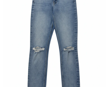 Bershka Blue High-Waisted Distressed Skinny Jeans
