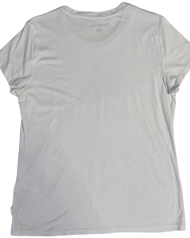 Calvin Klein Jeans White T-Shirt with Silver Metallic Logo