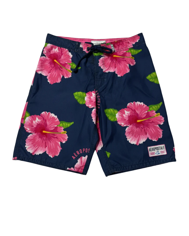 Aeropostale Navy/Pink Floral Print Board Shorts