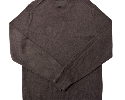 Tommy Hilfiger Brown Pima Cotton Cashmere V-Neck Sweater