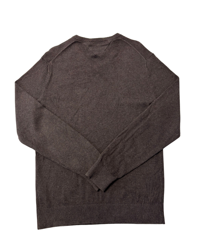 Tommy Hilfiger Brown Pima Cotton Cashmere V-Neck Sweater