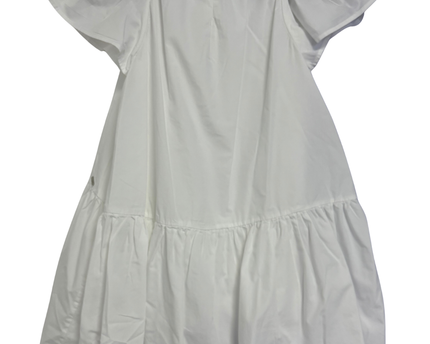 Lee Cooper White Cotton Tiered Flutter Sleeve Dress