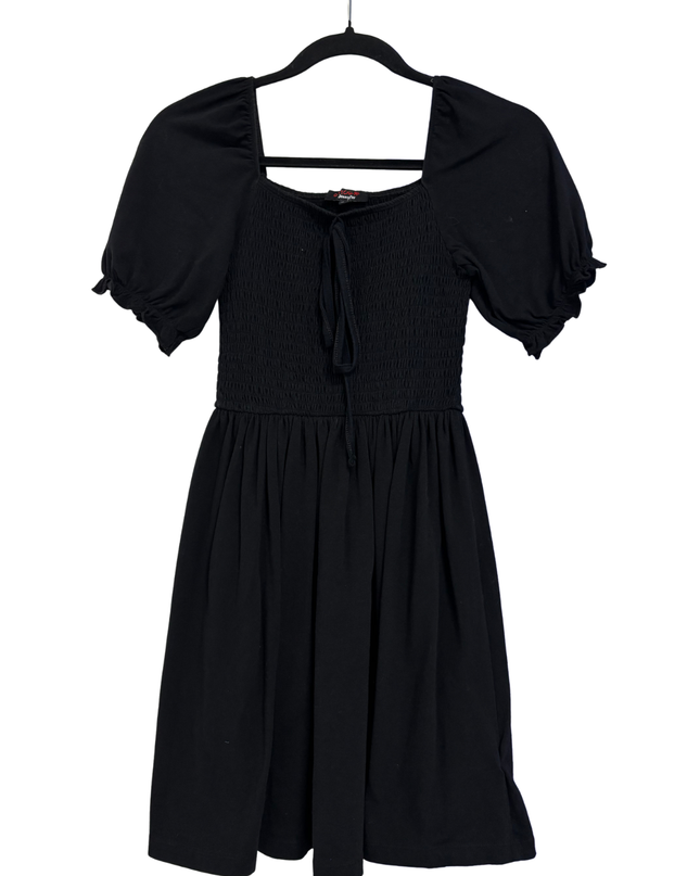 Don't Call Me Jennyfer Black Smocked Puff Sleeve Mini Dress