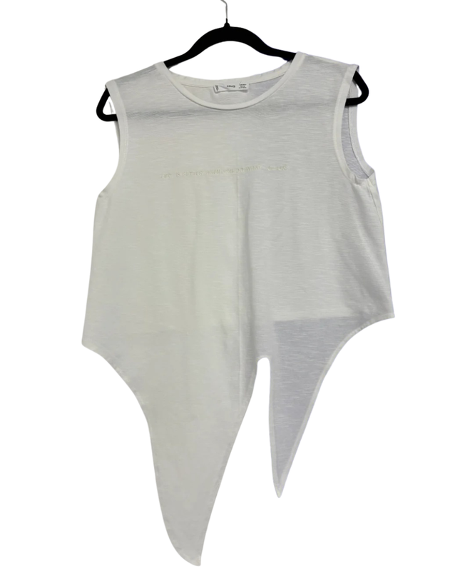 MNG White Sleeveless Tie-Front Top