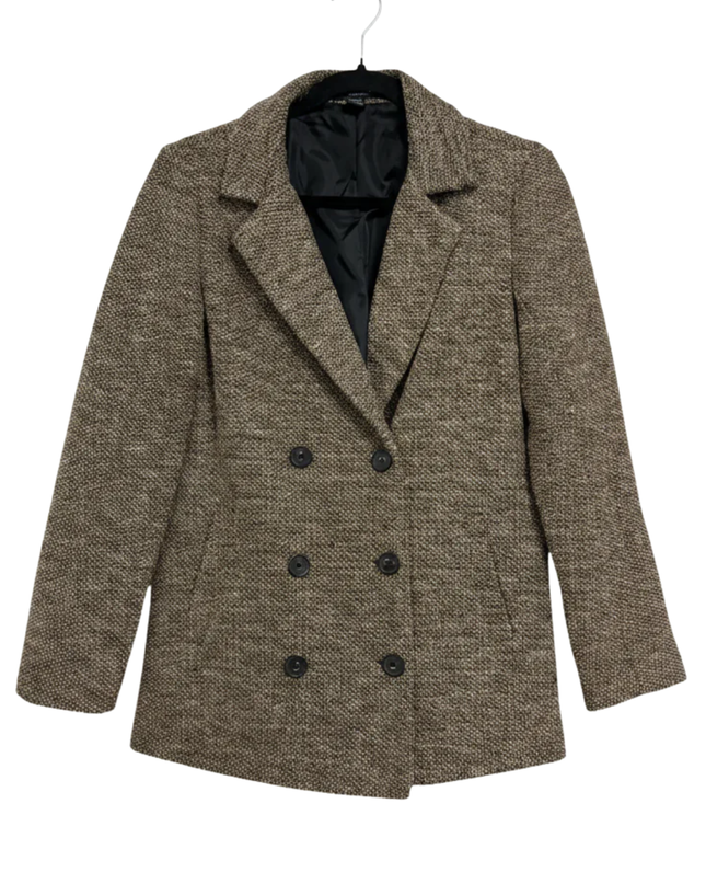 Forever 21 Brown Textured Double-Breasted Winter Coat