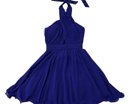 New Look Royal Blue Halter Neck Pleated Mini Dress