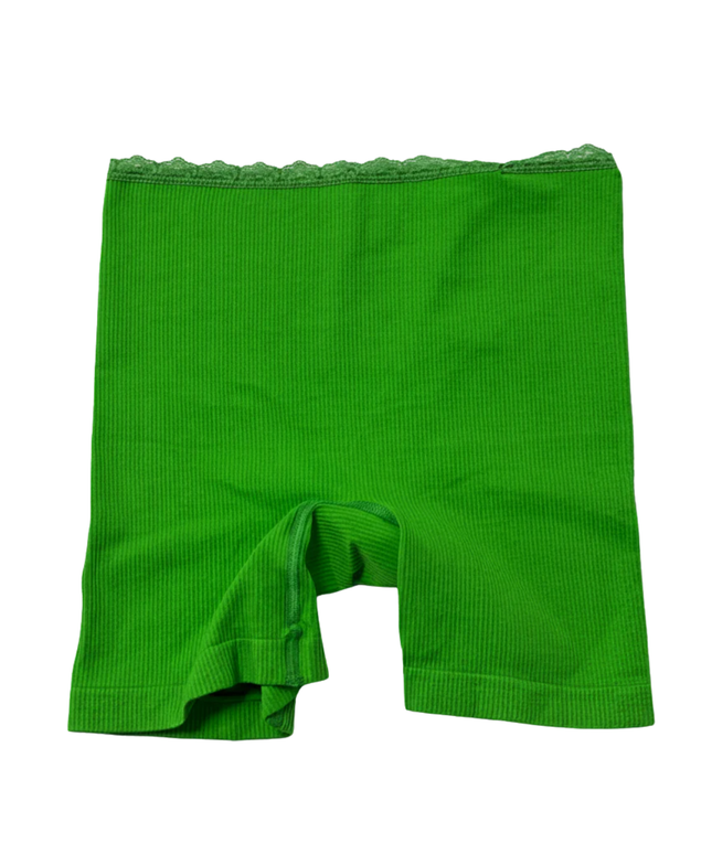 PrettyLittleThing Bright Green Ribbed Lace Trim Shorts W/Tags