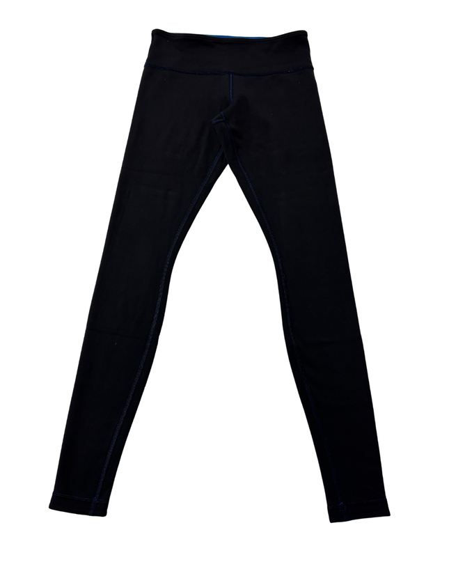Lululemon Black Low Rise Leggings with Blue Accents
