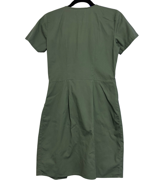 Reserved Olive Green Short Sleeve Button-Down Mini Dress