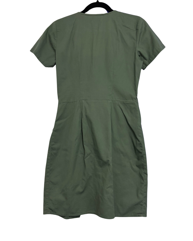 Reserved Olive Green Short Sleeve Button-Down Mini Dress