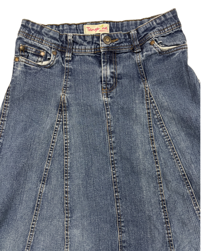 Tangerine Basics Dark Wash Denim Flared A-Line Skirt - XS | Waist: 25"