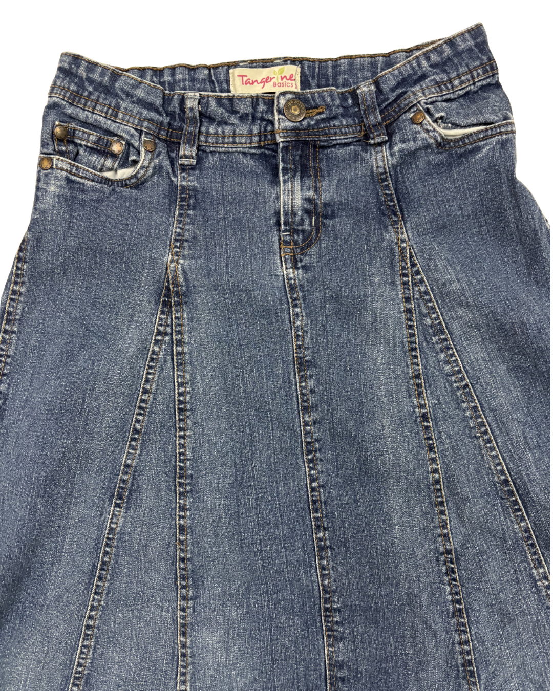 Tangerine Basics Dark Wash Denim Flared A-Line Skirt - XS | Waist: 25"